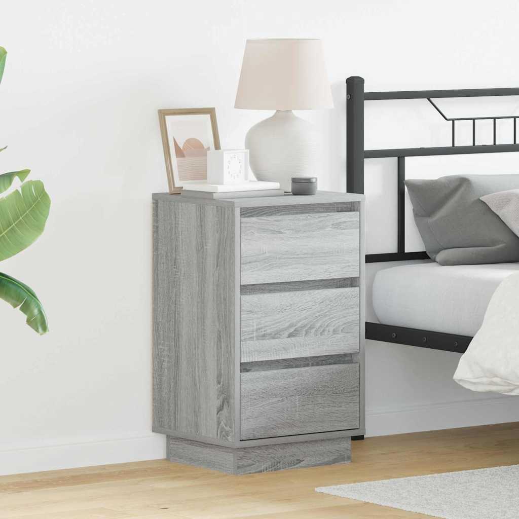 Bedside Cabinet with Grey 39 x 34.5 x 65 cm Engineered wood