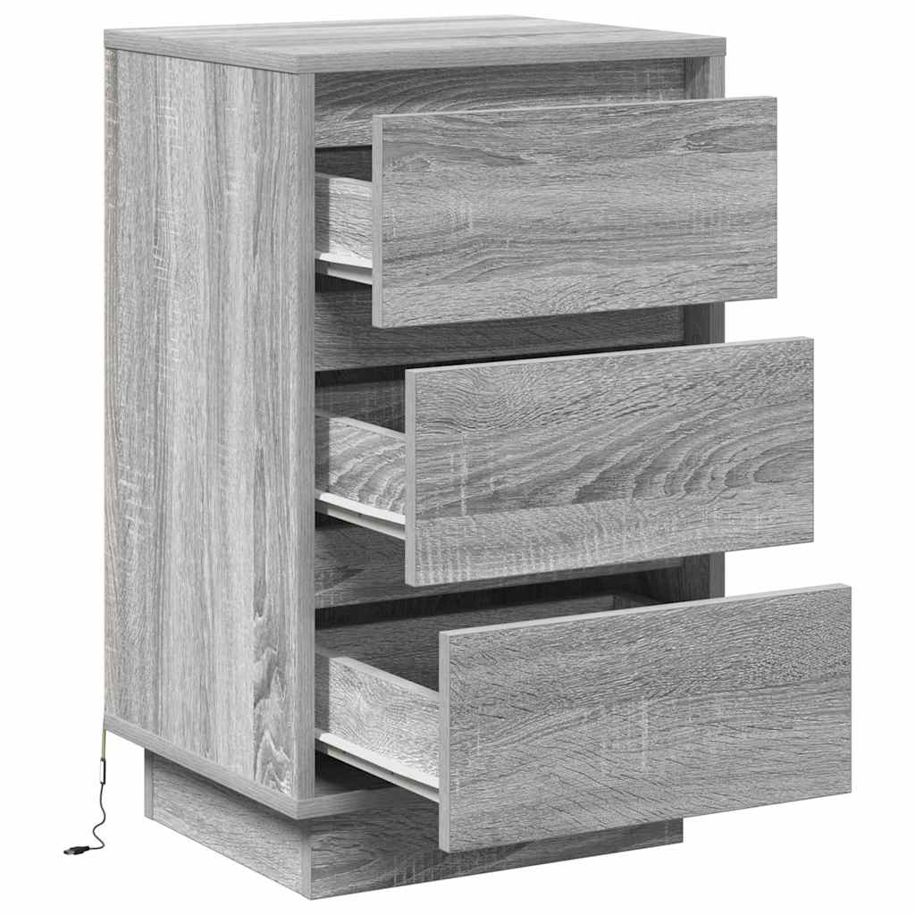 Bedside Cabinet with Grey 39 x 34.5 x 65 cm Engineered wood