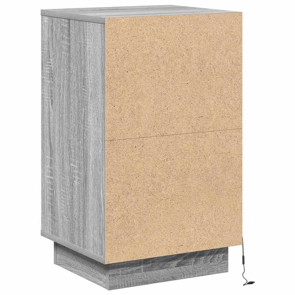 Bedside Cabinet with Grey 39 x 34.5 x 65 cm Engineered wood