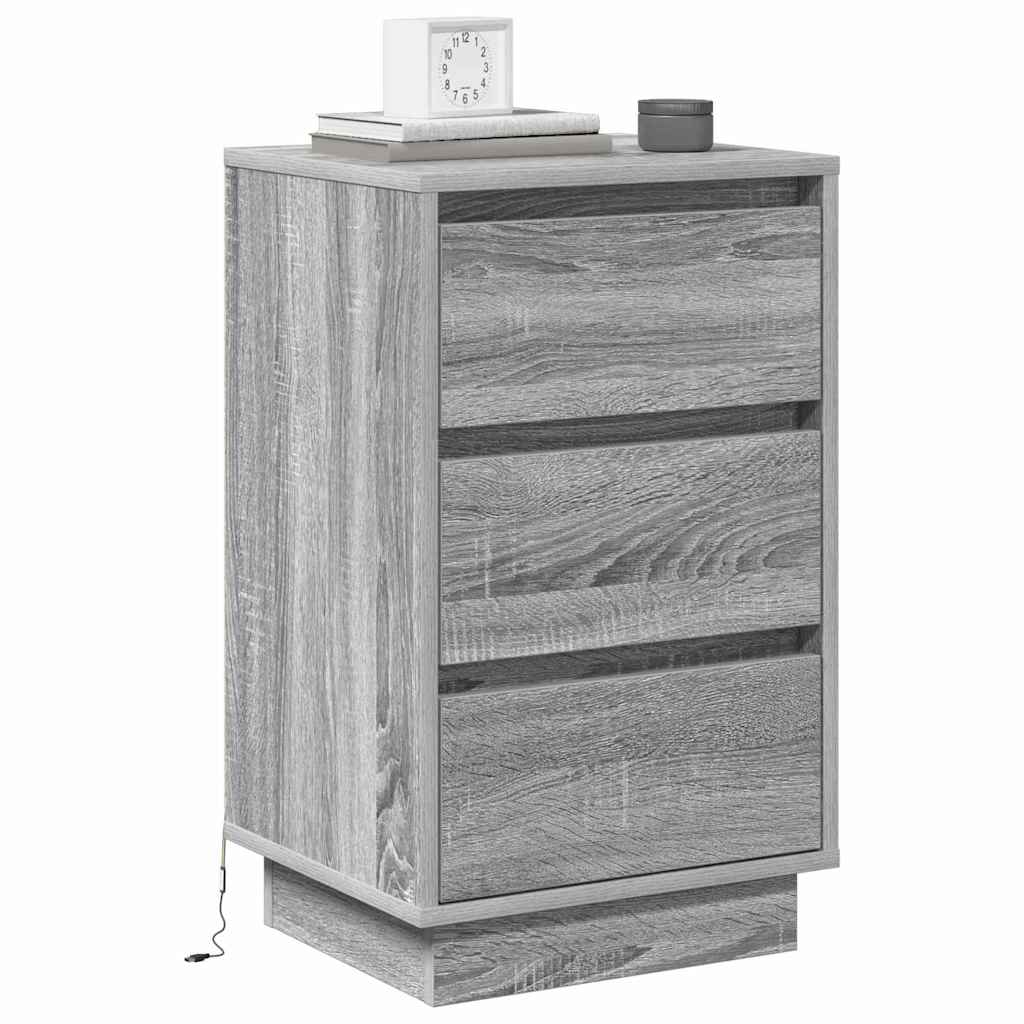 Bedside Cabinet with Grey 39 x 34.5 x 65 cm Engineered wood