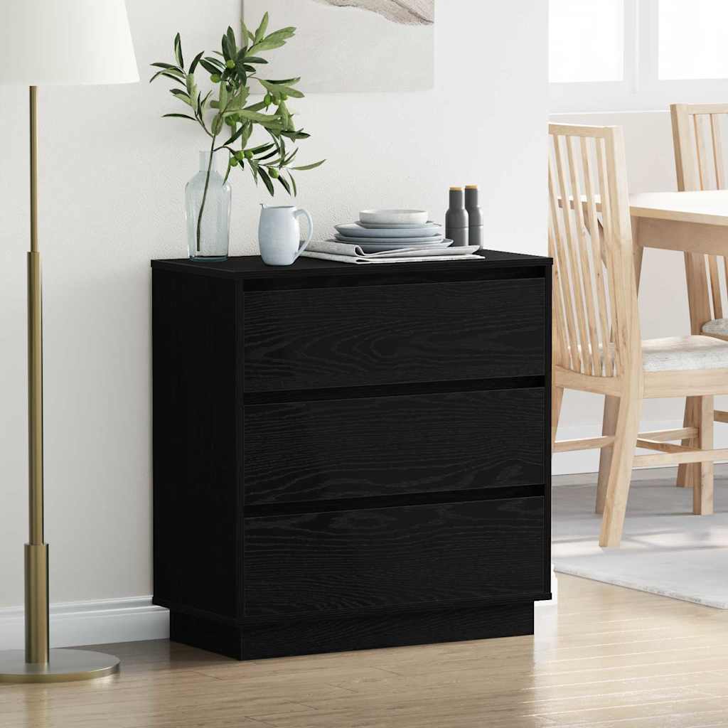 Bedside Cabinet with Black 71 x 34.5 x 75 cm Engineered wood