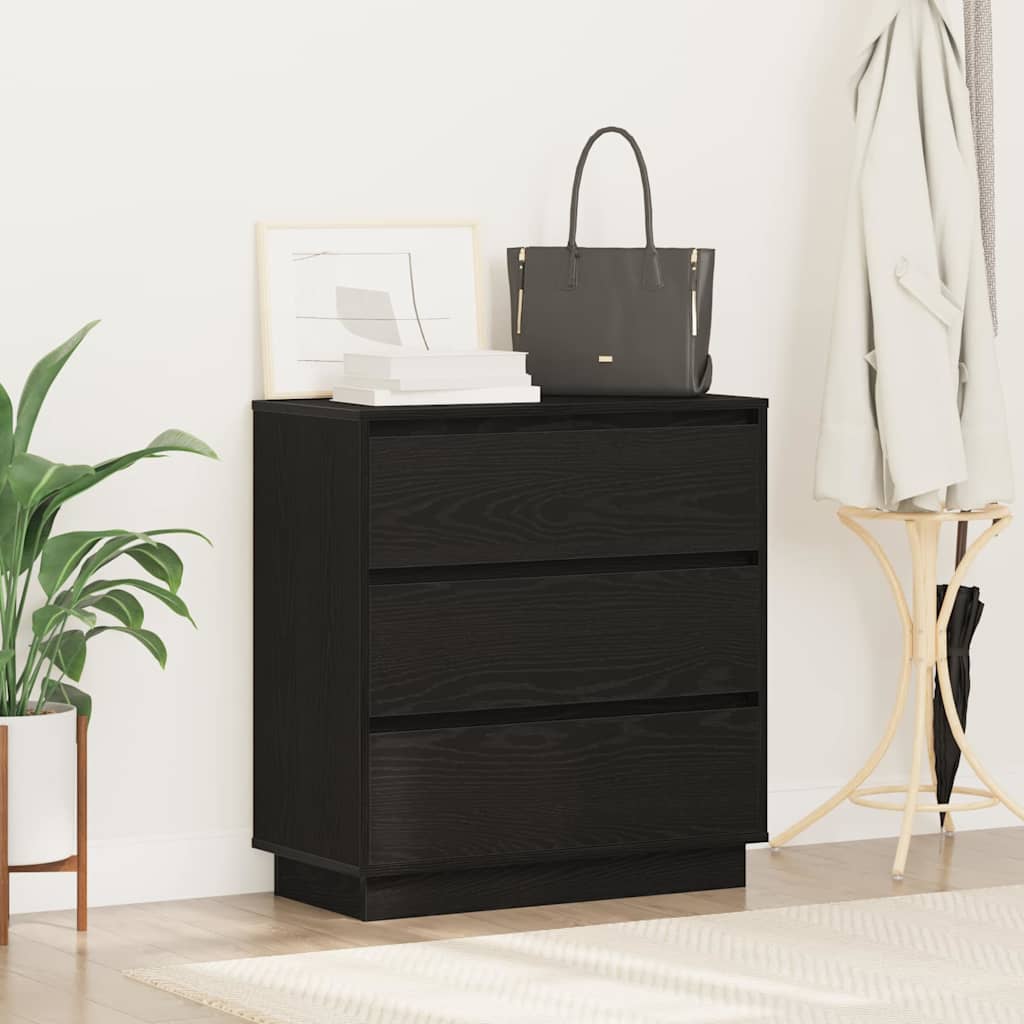 Bedside Cabinet with Black 71 x 34.5 x 75 cm Engineered wood