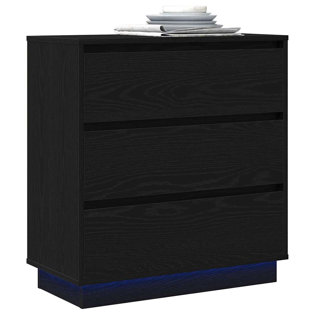Bedside Cabinet with Black 71 x 34.5 x 75 cm Engineered wood