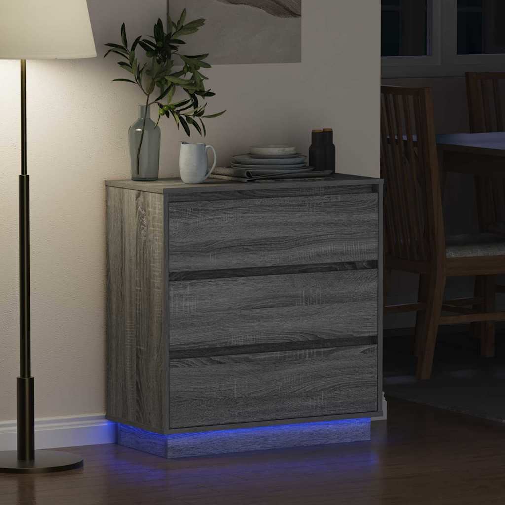 Bedside Cabinet with Grey 71 x 34.5 x 75 cm Engineered wood