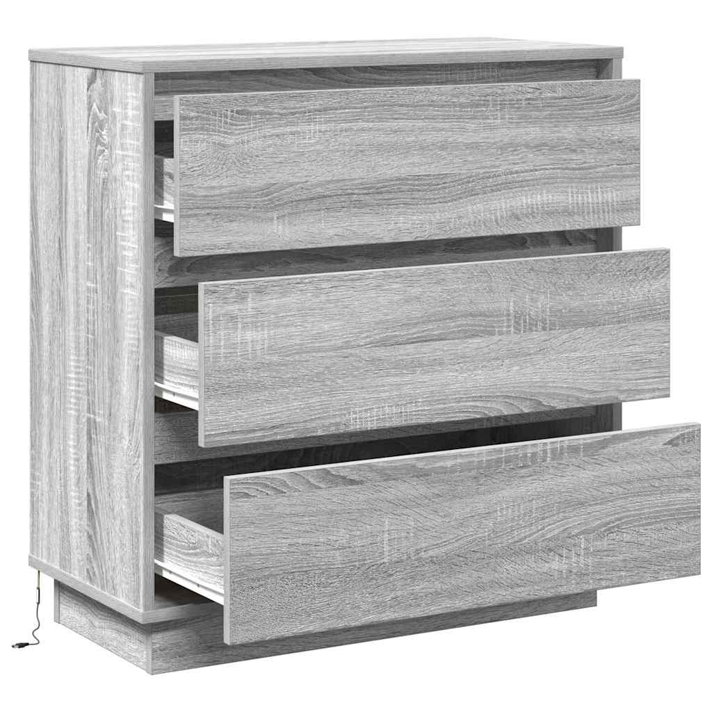 Bedside Cabinet with Grey 71 x 34.5 x 75 cm Engineered wood