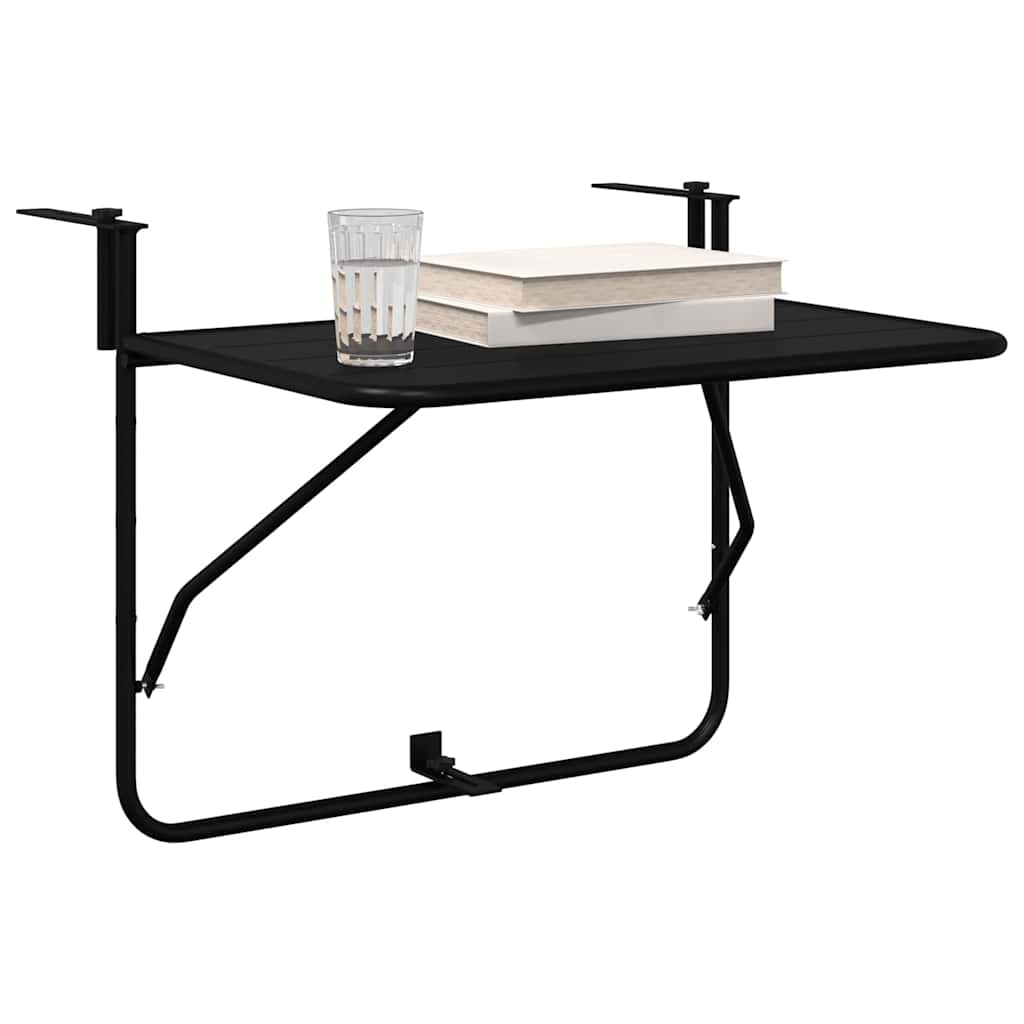 Hanging Balcony Table Black 60 x 39 x 65 cm Steel