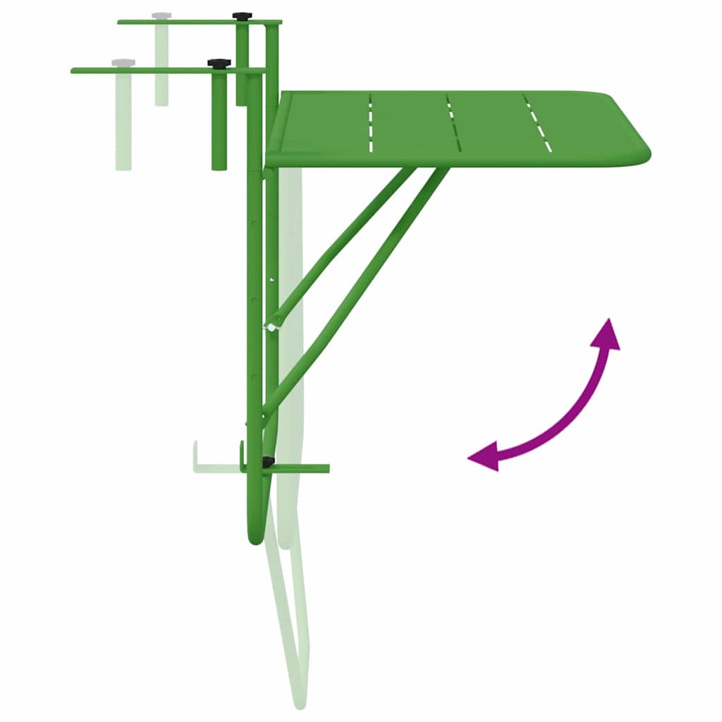 Hanging Balcony Table Green 60 x 39 x 65 cm Steel