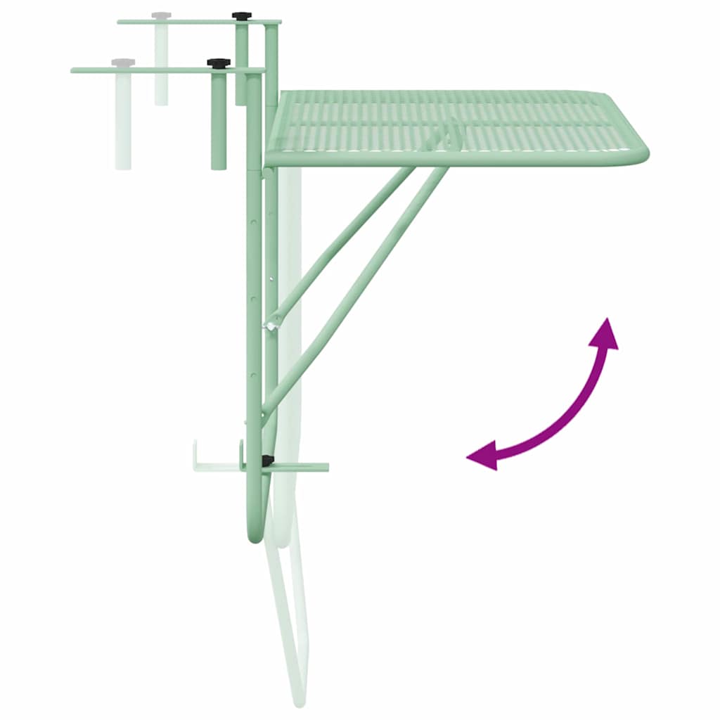 Hanging Balcony Table Mint green 60 x 39 x 65 cm Steel