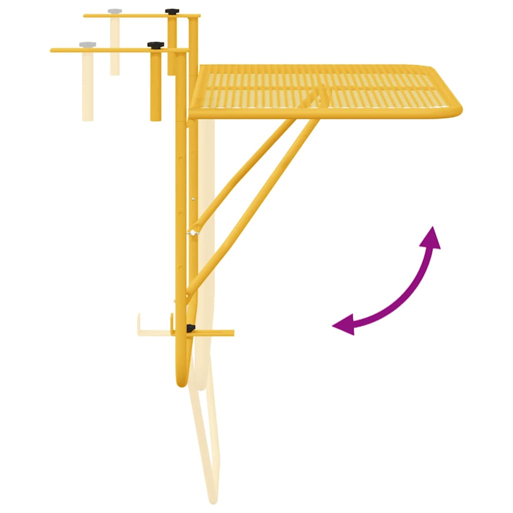 Hanging Balcony Table Mustard 60 x 39 x 65 cm Steel