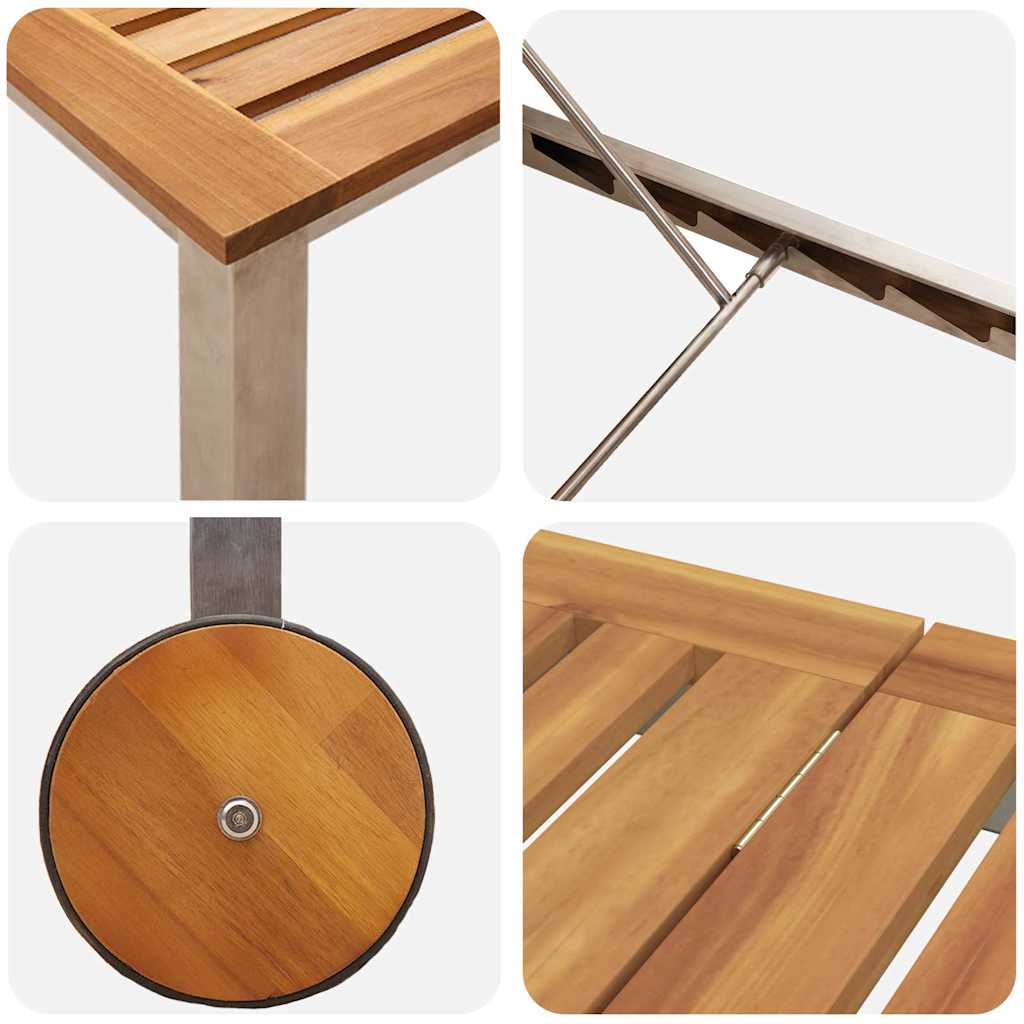 Sun Lounger Reclining Brown 207 x 58 x 35cm Solid Acacia wood