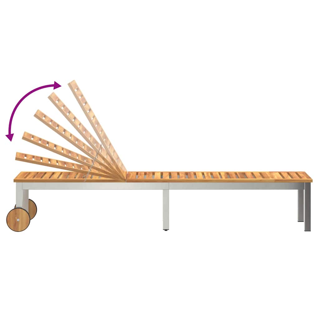 Sun Lounger Reclining Brown 207 x 58 x 35cm Solid Acacia wood