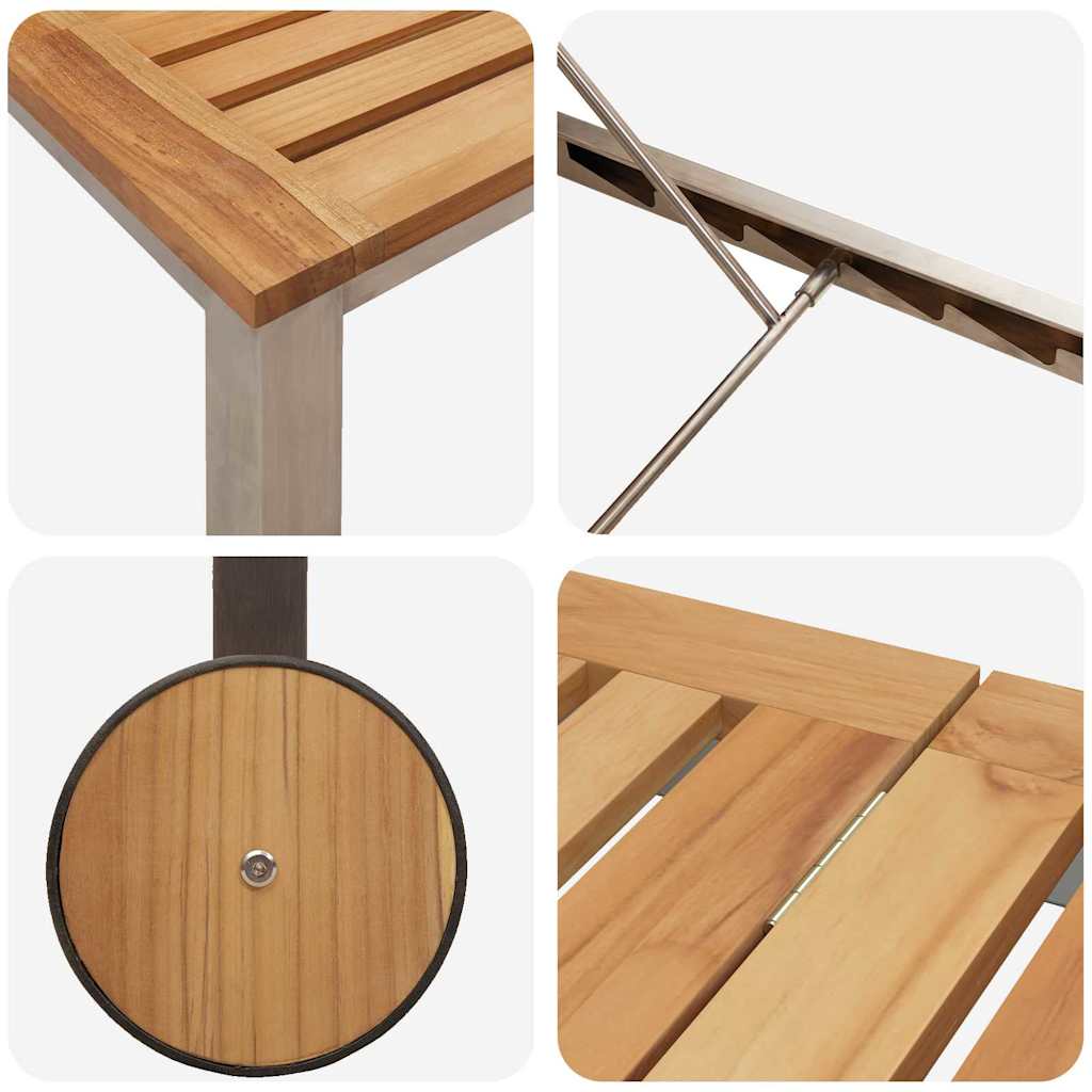 Sun Lounger Reclining Brown 207 x 58 x 35cm Solid Acacia wood