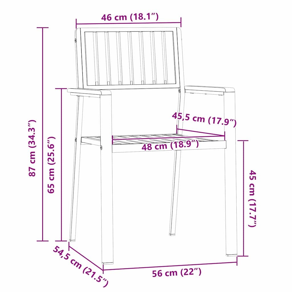 GardenChair 2 pcs Brown 56x54.5x87cm SolidAcaciawood