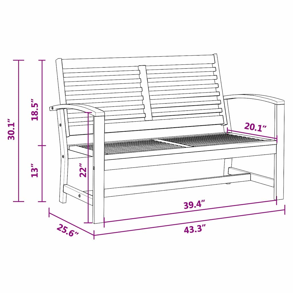 Garden Bench Natural 110 x 64 x 76.5 cm Solid teak wood