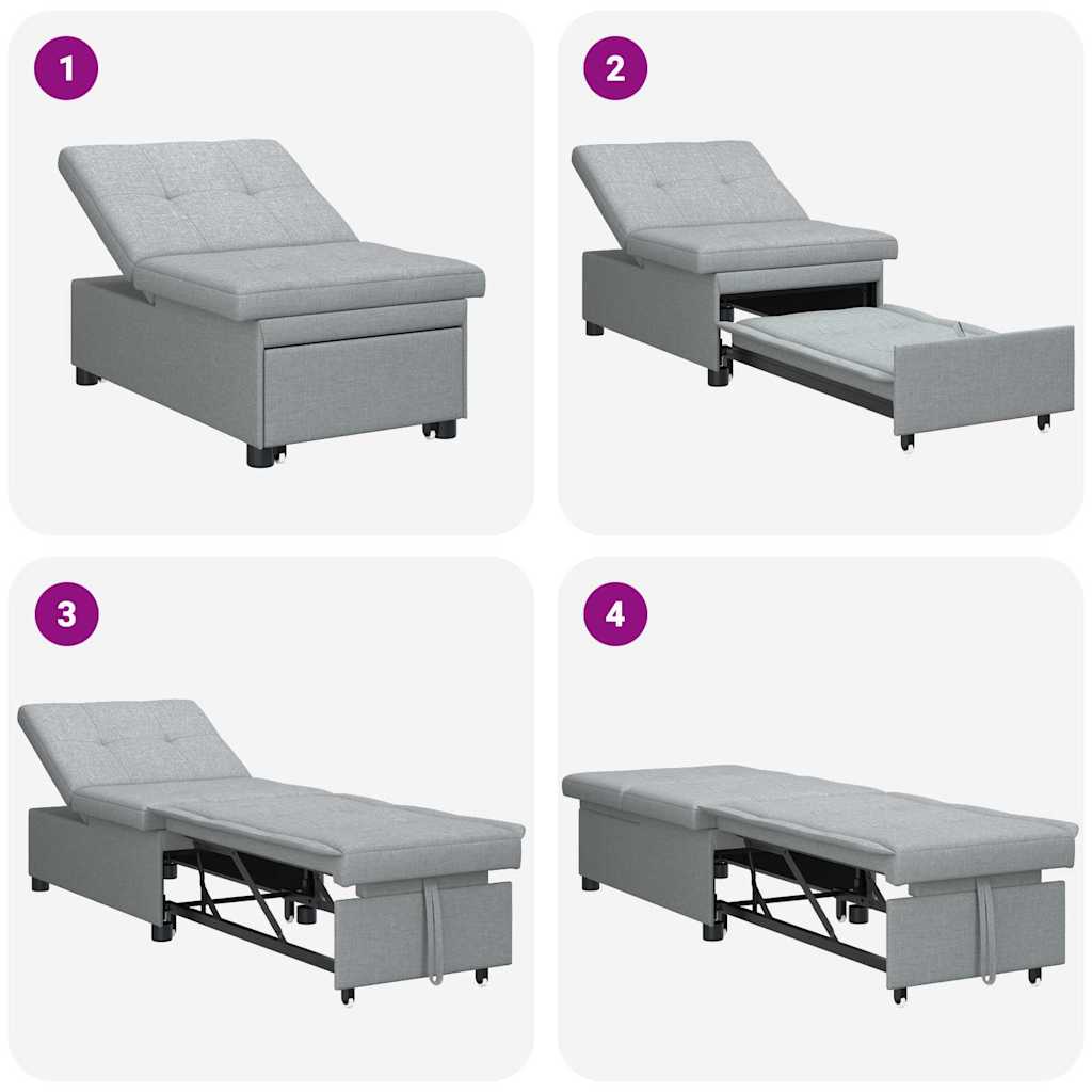 Sofa Bed Light grey 194 x 67 x 37 cm Fabric