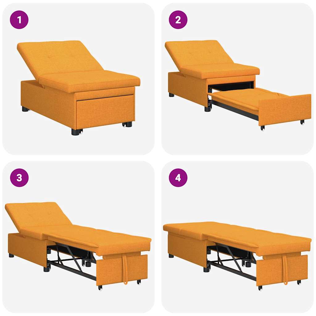 Sofa Bed Dark yellow 194 x 67 x 37 cm Fabric