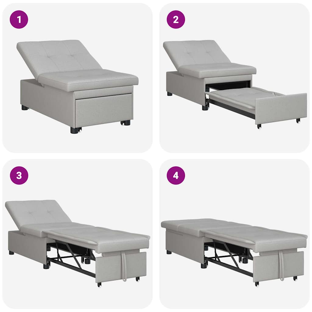 Sofa Bed Grey 194 x 67 x 37 cm Fabric