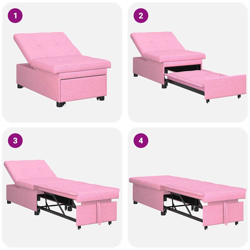 Sofa Bed Pink 194 x 67 x 37 cm Fabric