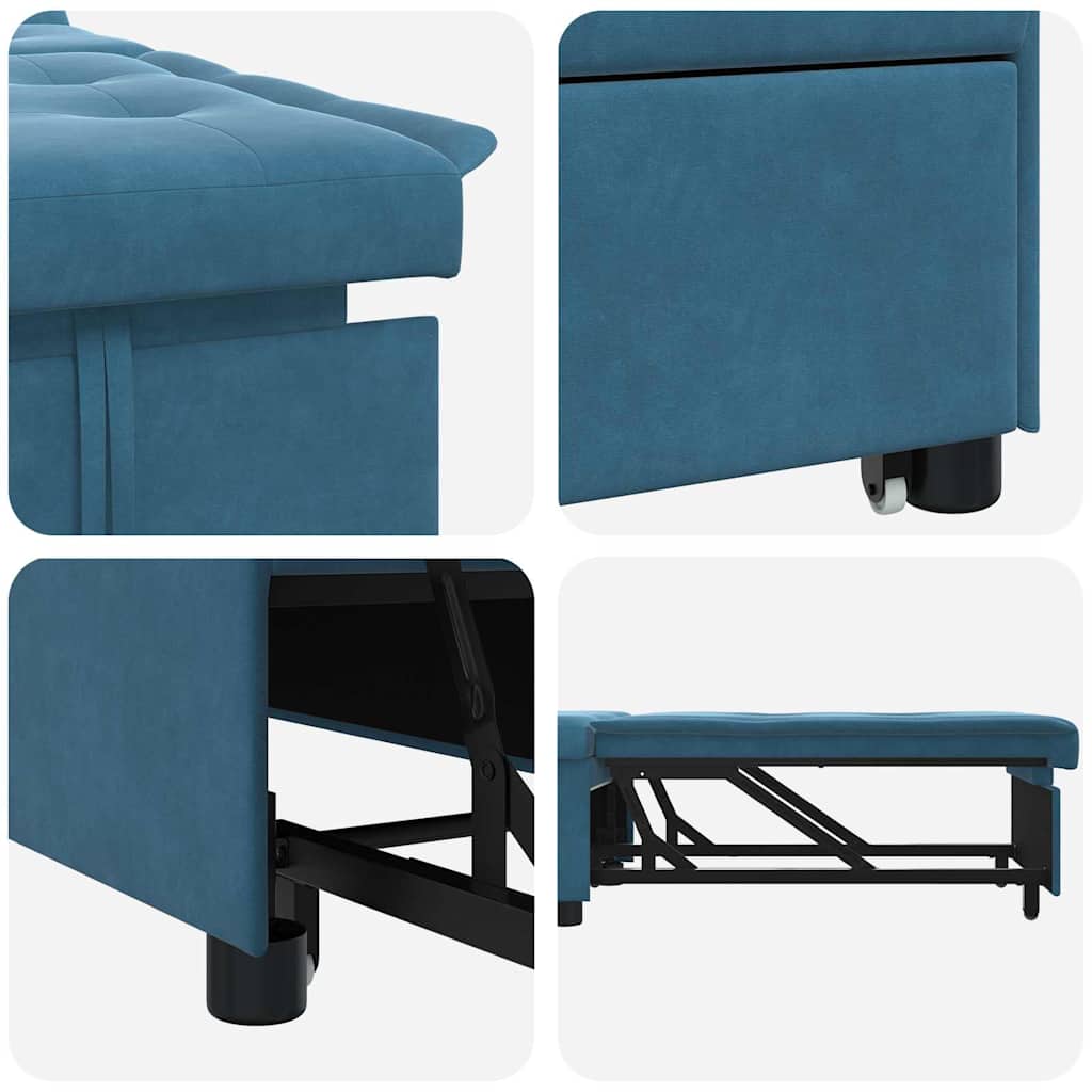 Sofa Bed Blue 67 x 194 x 38 cm Velvet