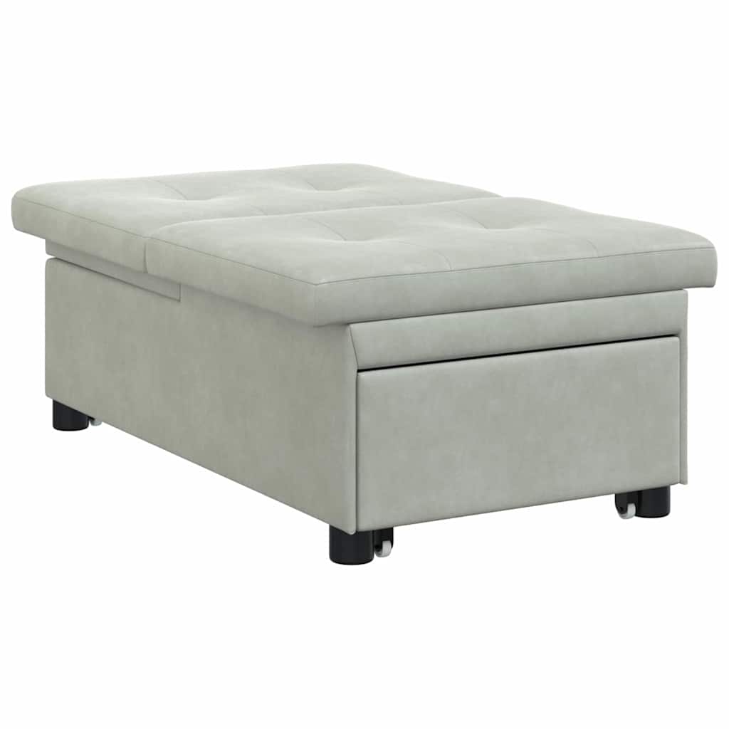 Sofa Bed Light grey 67 x 194 x 38 cm Velvet