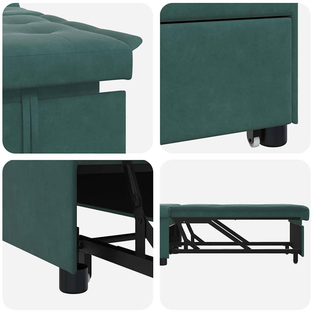 Sofa Bed Dark green 67 x 194 x 38 cm Velvet
