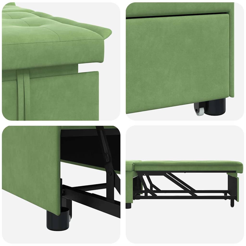 Sofa Bed Light green 67 x 194 x 38 cm Velvet