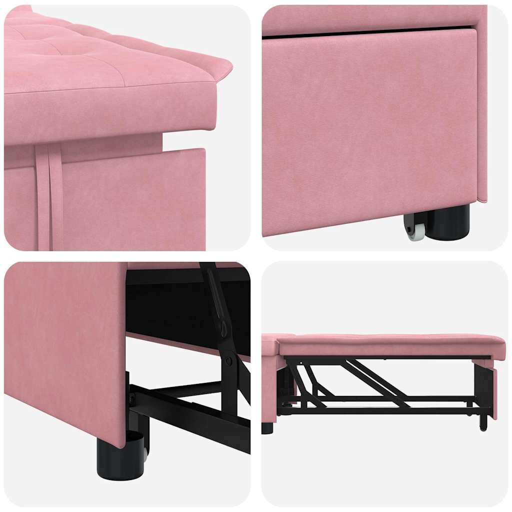 Sofa Bed Pink 67 x 194 x 38 cm Velvet