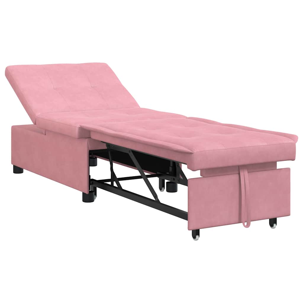 Sofa Bed Pink 67 x 194 x 38 cm Velvet