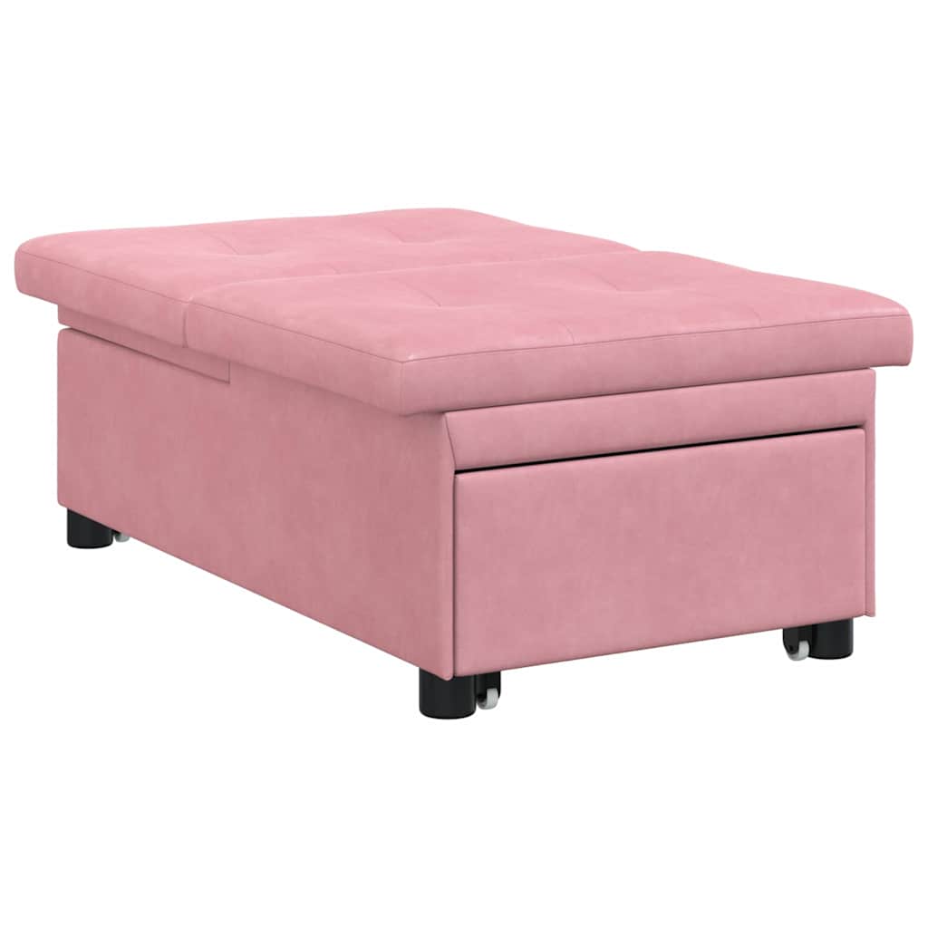 Sofa Bed Pink 67 x 194 x 38 cm Velvet