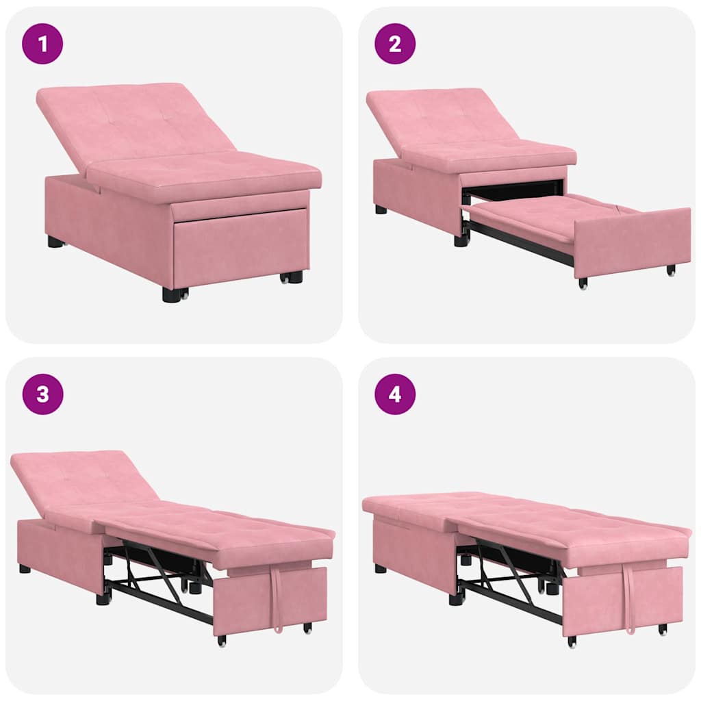 Sofa Bed Pink 67 x 194 x 38 cm Velvet