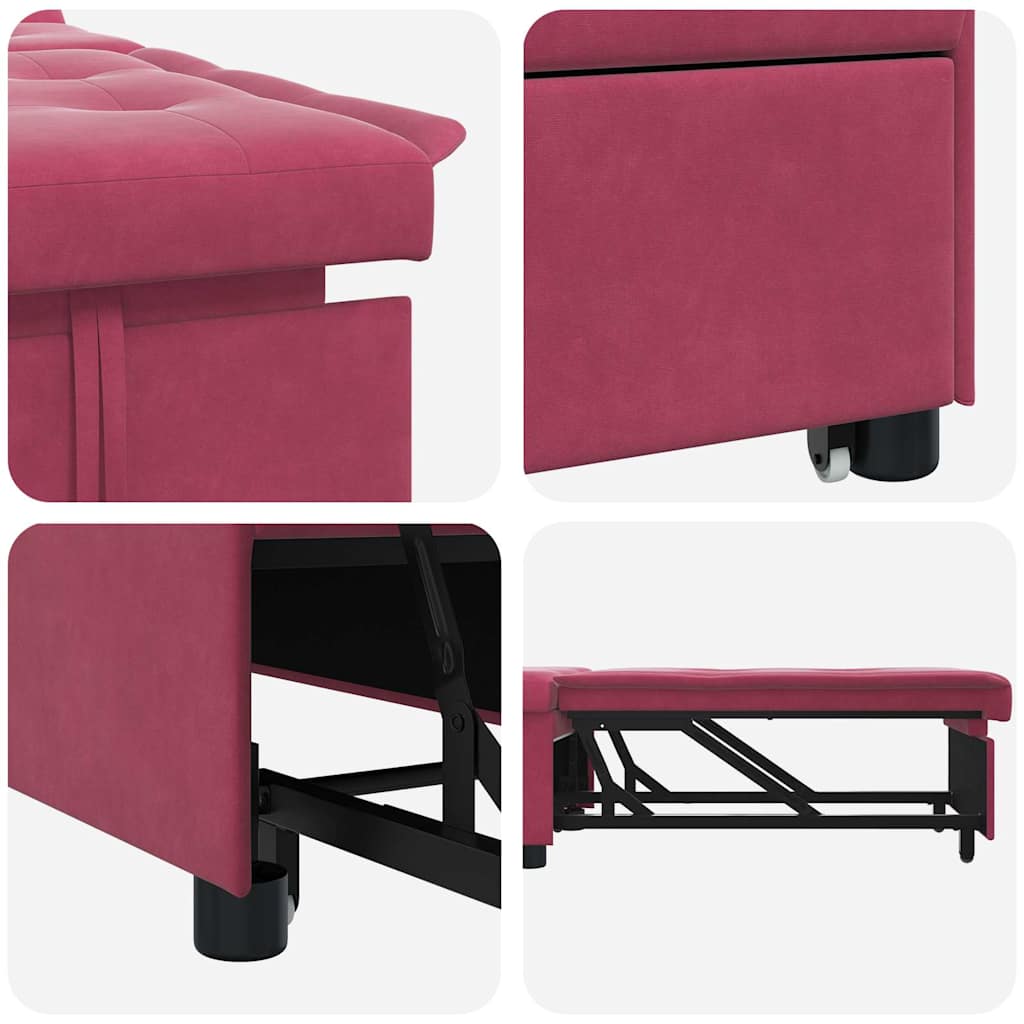 Sofa Bed Wine red 67 x 194 x 38 cm Velvet