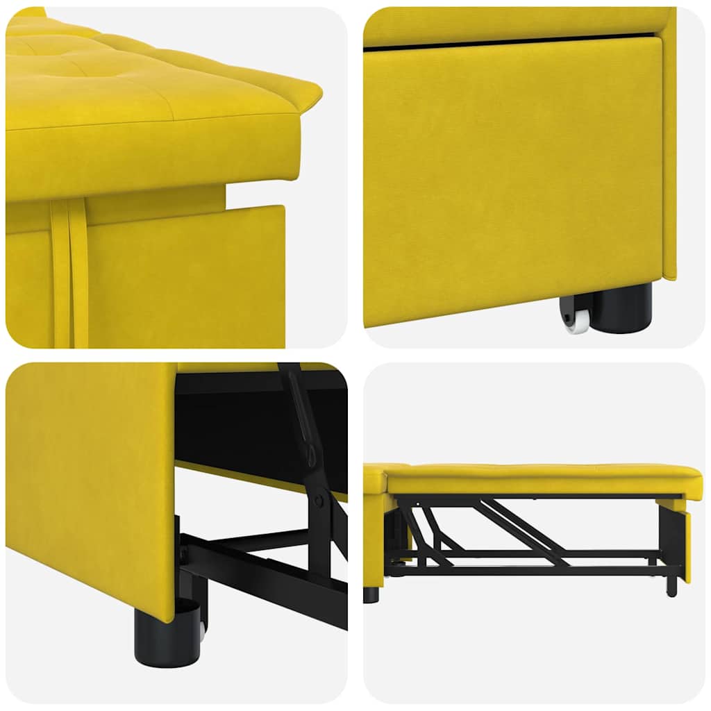 Sofa Bed Yellow 67 x 194 x 38 cm Velvet