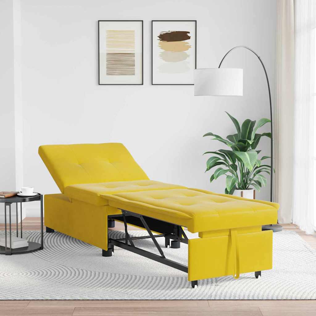 Sofa Bed Yellow 67 x 194 x 38 cm Velvet