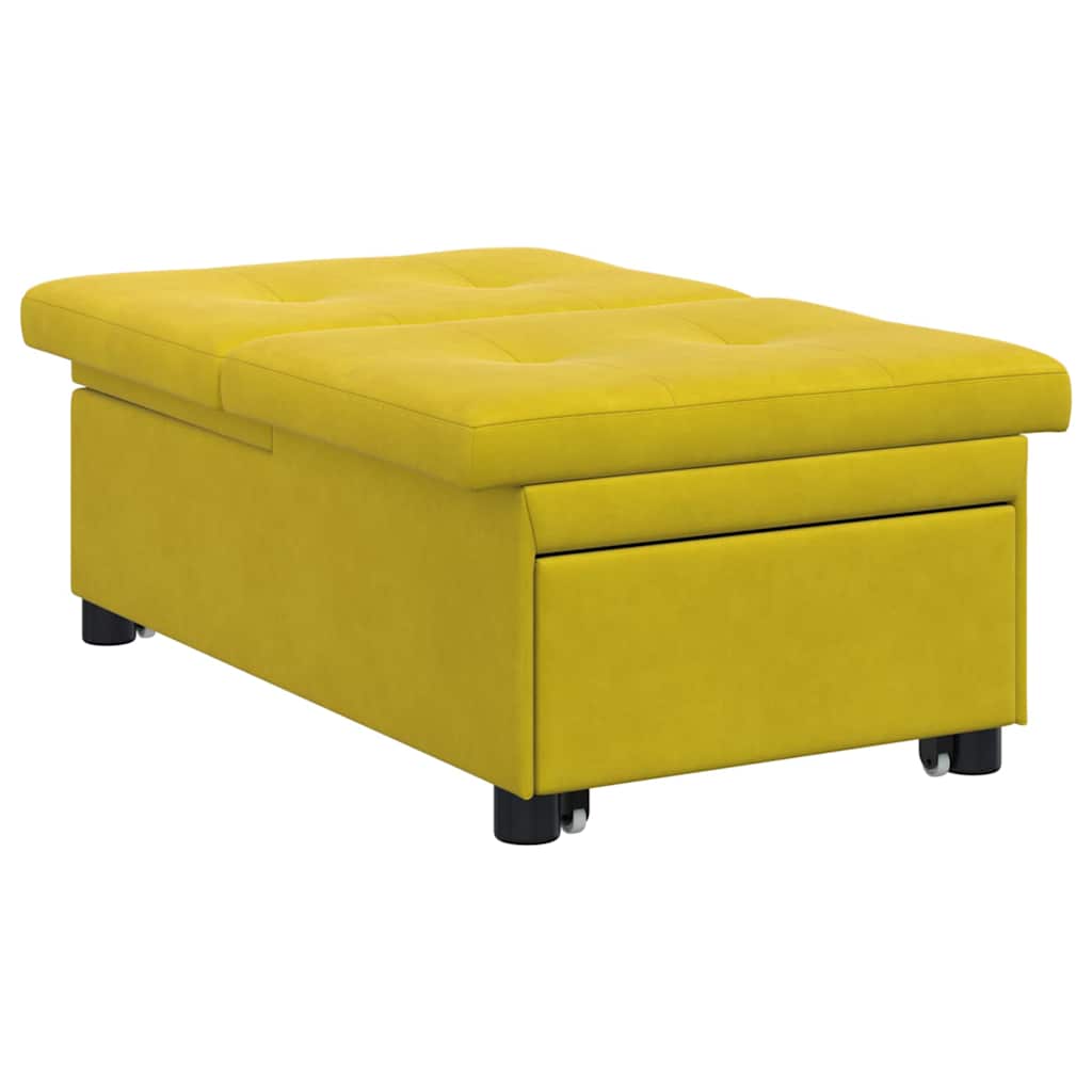Sofa Bed Yellow 67 x 194 x 38 cm Velvet