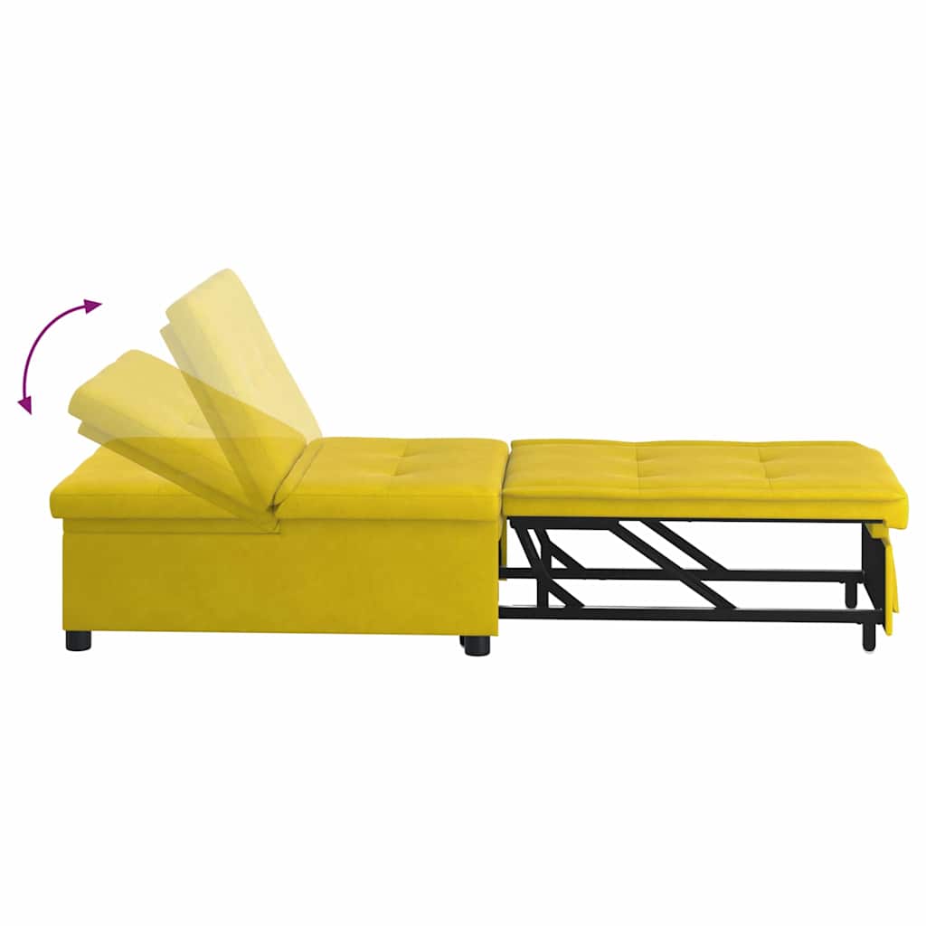 Sofa Bed Yellow 67 x 194 x 38 cm Velvet