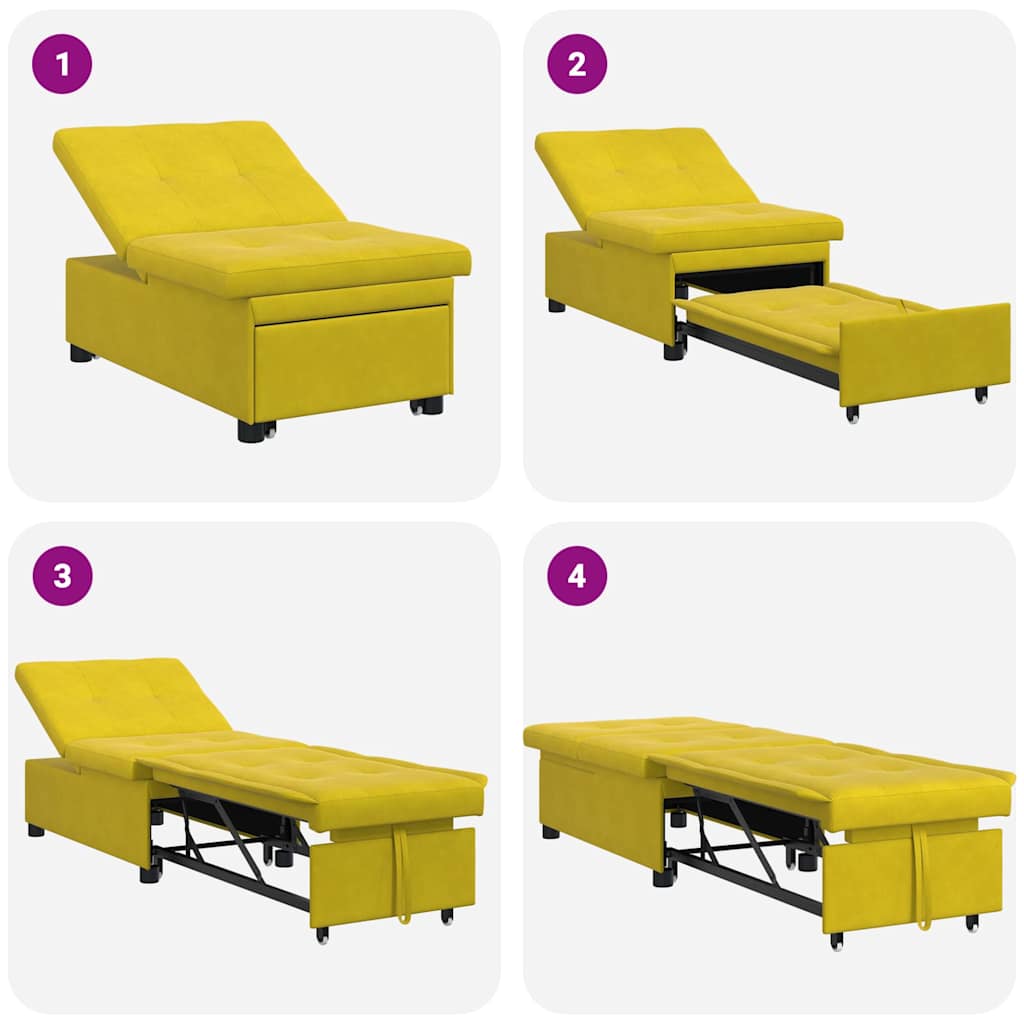 Sofa Bed Yellow 67 x 194 x 38 cm Velvet