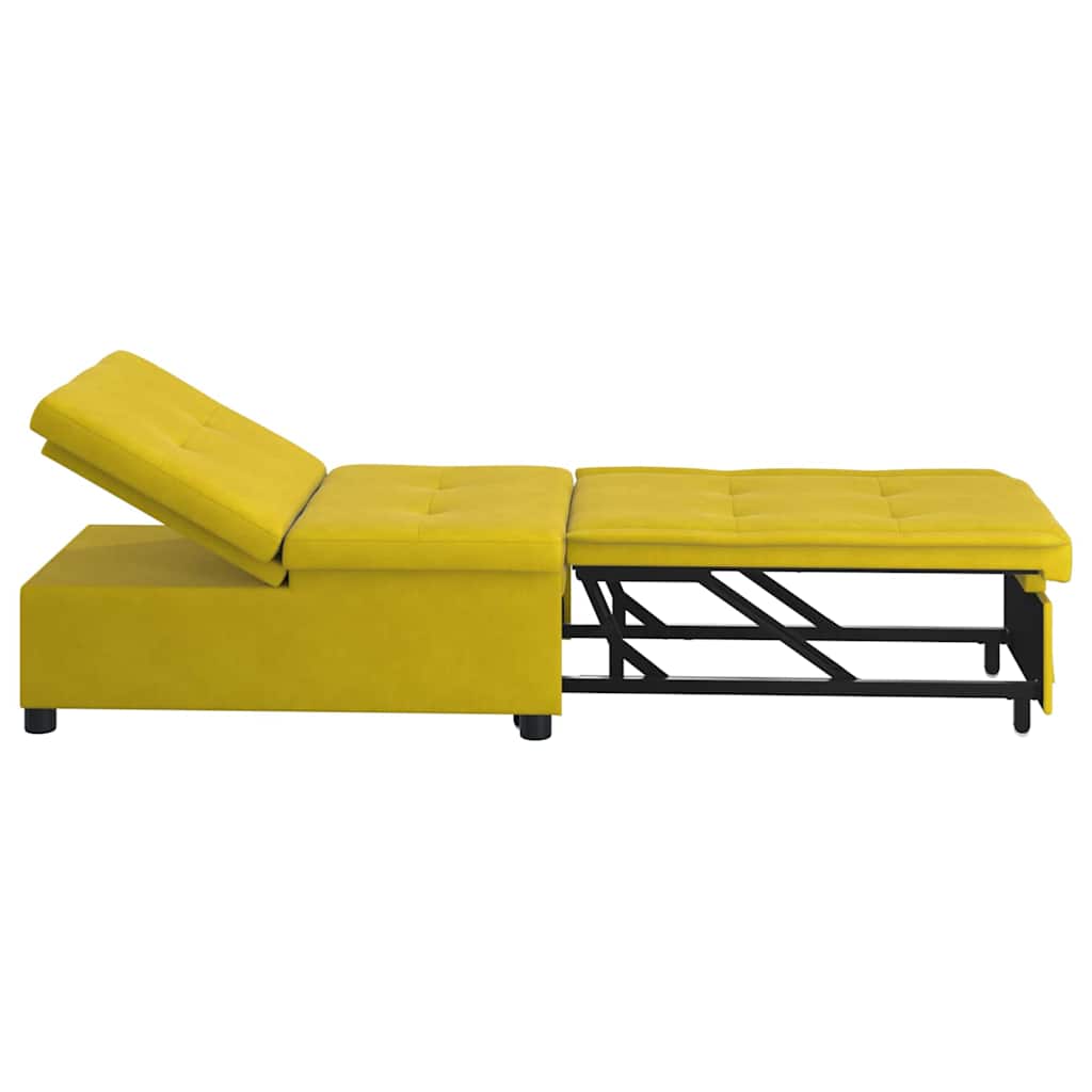 Sofa Bed Yellow 67 x 194 x 38 cm Velvet