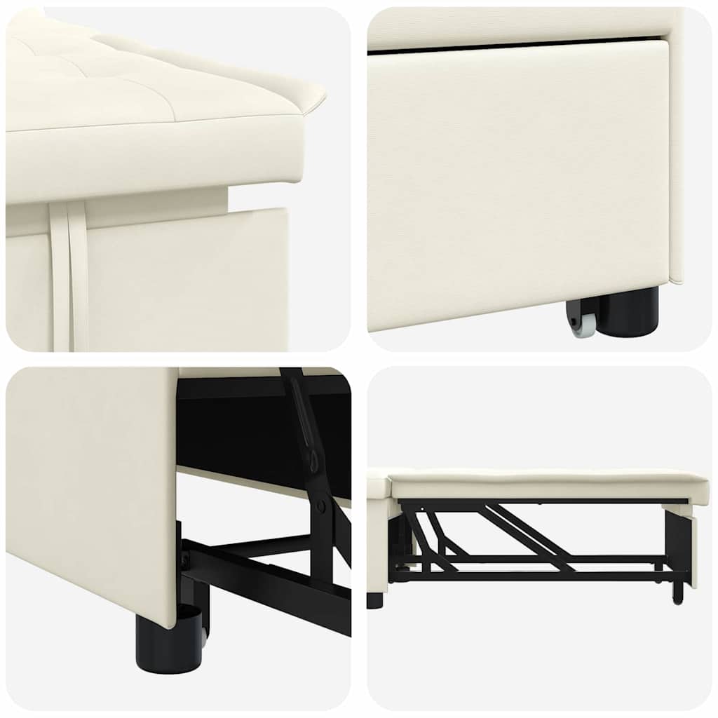 Sofa Bed Cream 67 x 194 x 38 cm Velvet