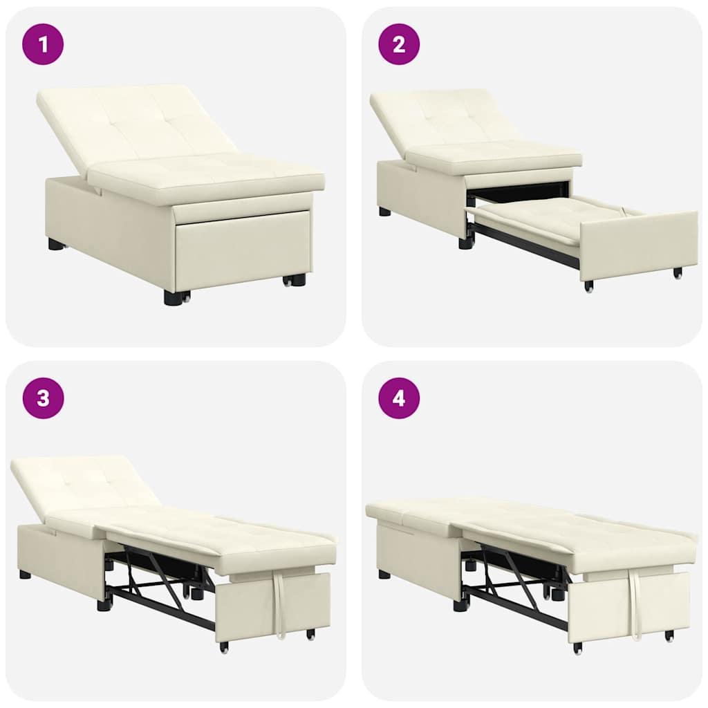 Sofa Bed Cream 67 x 194 x 38 cm Velvet