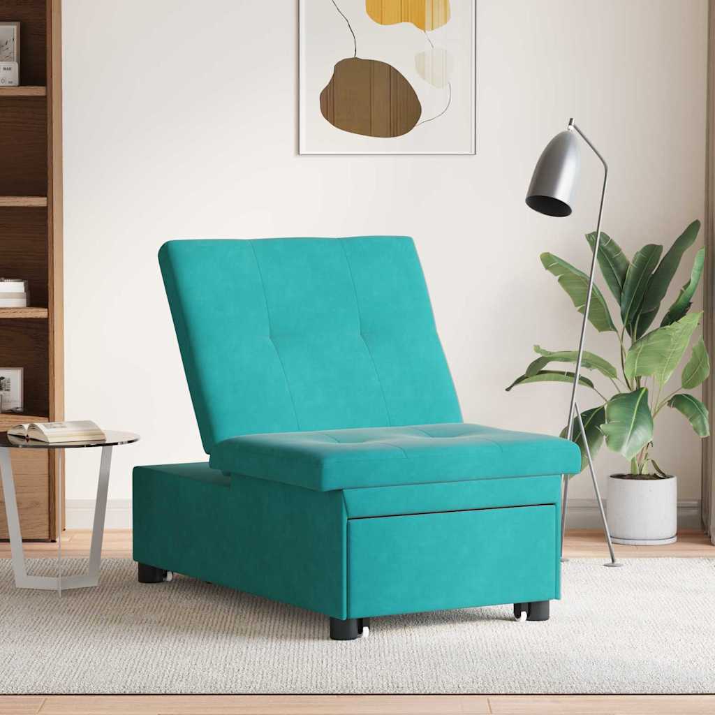 Sofa Bed Turquoise 67 x 194 x 38 cm Velvet