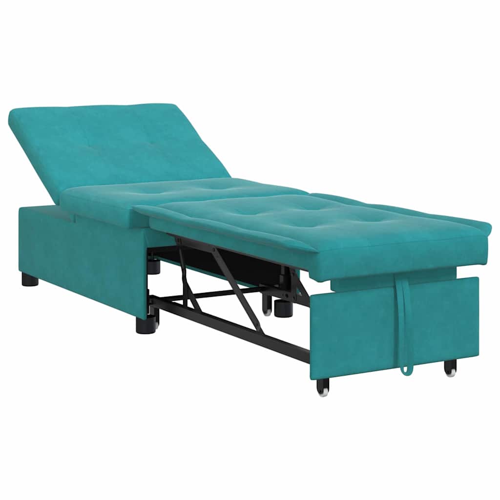 Sofa Bed Turquoise 67 x 194 x 38 cm Velvet
