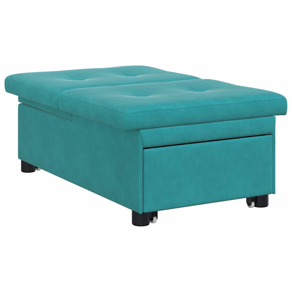 Sofa Bed Turquoise 67 x 194 x 38 cm Velvet