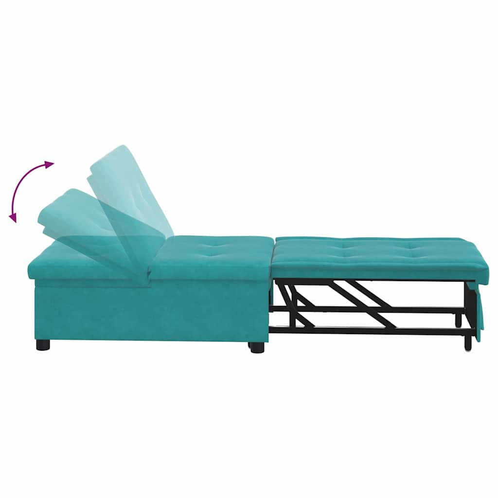 Sofa Bed Turquoise 67 x 194 x 38 cm Velvet