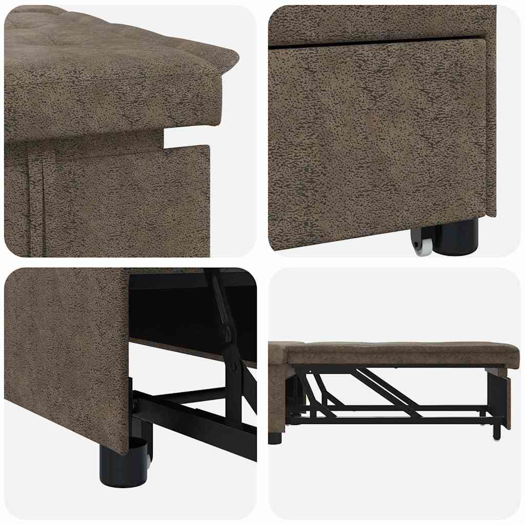 Sofa Bed Dark grey 67 x 194 x 38 cm Faux suede leather