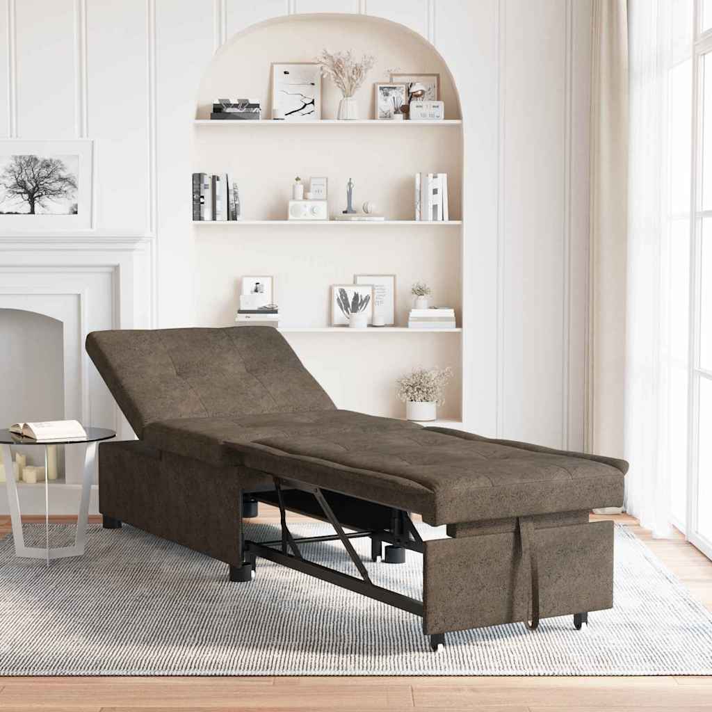 Sofa Bed Dark grey 67 x 194 x 38 cm Faux suede leather