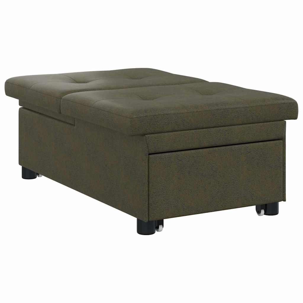 Sofa Bed Army green 67 x 194 x 38 cm Faux suede leather
