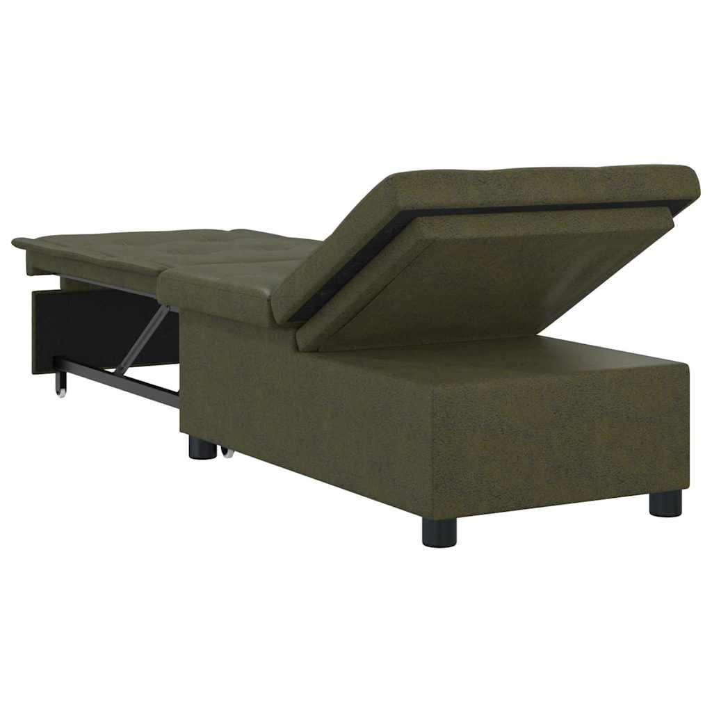 Sofa Bed Army green 67 x 194 x 38 cm Faux suede leather