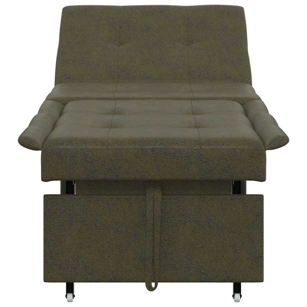 Sofa Bed Army green 67 x 194 x 38 cm Faux suede leather