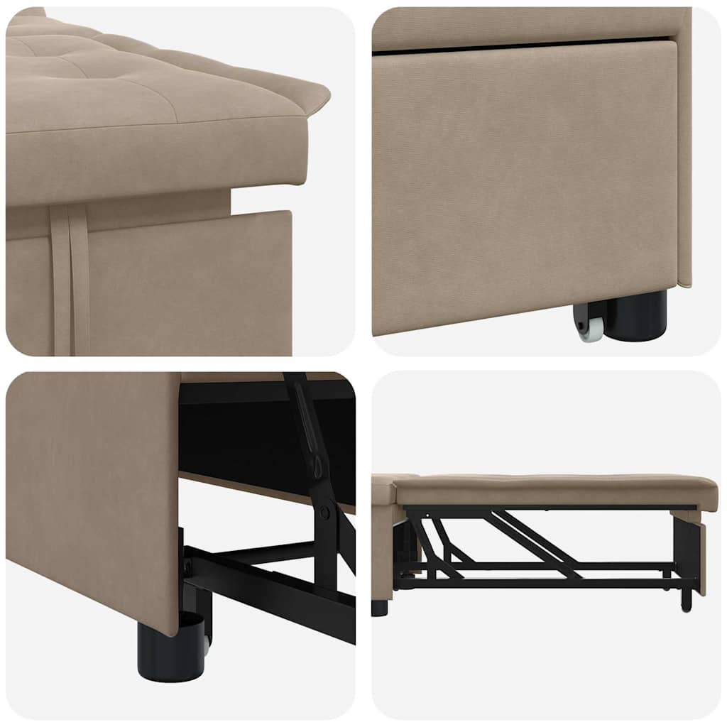 Sofa Bed with Cushion Taupe 67 x 194 x 82 cm Plywood