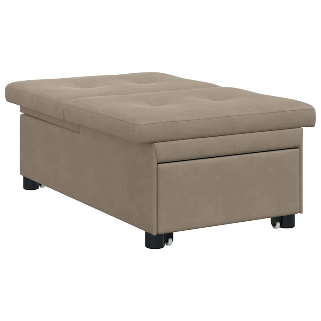 Sofa Bed with Cushion Taupe 67 x 194 x 82 cm Plywood
